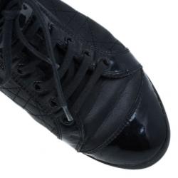 مملوكة مسبقًا Dior Black Leather High Top Sneakers Size 38.5