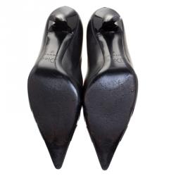 Pre Owned Dior Black Leather Pointed Toe Logo Pumps Size 37
