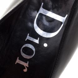 Pre Owned Dior Black Leather Pointed Toe Logo Pumps Size 37