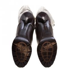 Pre Owned Dior Brown Leather Lace Up Knee High Boots Size 41