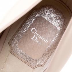 مملوكة مسبقًا حذاء كعب عالي ديور جلد بيج لامع مقدمة مفتوحة كعب أومبريه نعل سميك مقاس 39