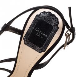 مملوكة مسبقًا صندل ديور ساتان أسود سيور مقاس 38