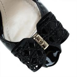 مملوكة مسبقًا Dior Black Patent Leather Cannage Bow Detail 'Butterfly' Slingback Sandals Size 41