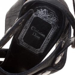 Dior Black Leather Cut Out Peep Toe Sandals Size 36.5