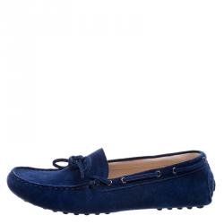 مملوكة مسبقًا Dior Blue Suede Bow Loafers Size 38