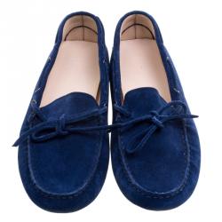 مملوكة مسبقًا Dior Blue Suede Bow Loafers Size 38