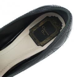 مملوكة مسبقًا Dior Black Patent Cannage Peep Toe Platform Pumps Size 40