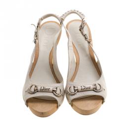 Dior White Leather Slingback Sandals Size 38