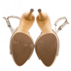 Dior White Leather Slingback Sandals Size 38