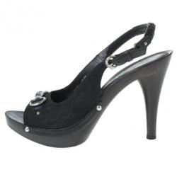 مملوكة مسبقًا Dior Black Leather Slingback Sandals Size 36