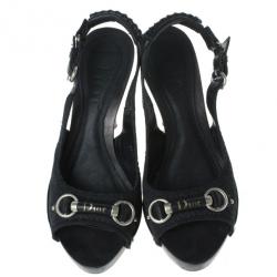 مملوكة مسبقًا Dior Black Leather Slingback Sandals Size 36