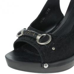 مملوكة م سبقًا Dior Black Leather Slingback Sandals Size 36