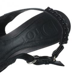 مملوكة مسبقًا Dior Black Leather Slingback Sandals Size 36