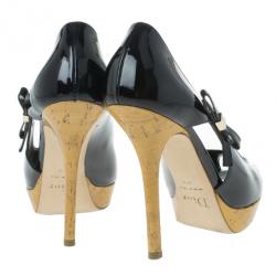 Pre Owned Dior Black Patent Leather ‘Starlet’ Peep Toe Pumps Size 36.5