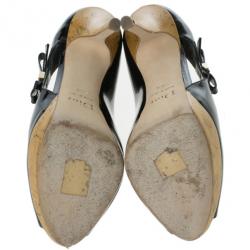 Pre Owned Dior Black Patent Leather ‘Starlet’ Peep Toe Pumps Size 36.5