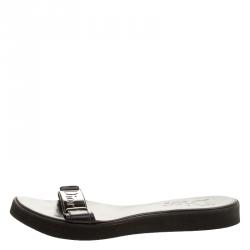 مملوكة مسبقًا Dior Black Leather Slides Size 39.5