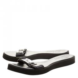 مملوكة مسبقًا Dior Black Leather Slides Size 39.5