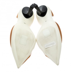 مملوكة مسبقًا حذاء كعب عالي دورسيه قصات جلد وقماش ثلاثي اللون مقاس 38.5