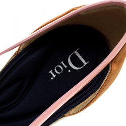 مملوكة مسبقًا حذاء كعب عالي دورسيه قصات جلد وقماش ثلاثي اللون مقاس 38.5