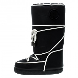 Pre Owned حذاء بوت ديور سنو نعل سميك بوت مون قماش أسود مقاس 37