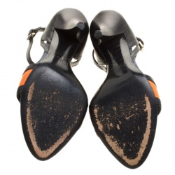 مملوكة مسبقًا Dior Black Leather Diorissimo Open Toe D'orsay Sandals Size 37