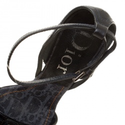 مملوكة مسبقًا Dior Black Leather Diorissimo Open Toe D'orsay Sandals Size 37