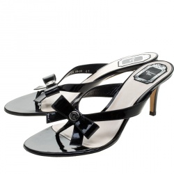 Dior Black Patent Leather Bow Sandals Size 41