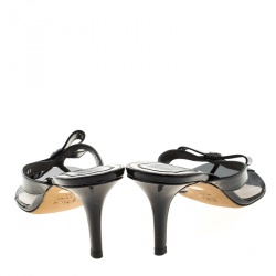 Dior Black Patent Leather Bow Sandals Size 41