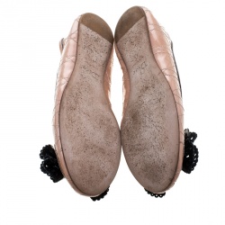 Dior Beige Patent Cannage Leather Bow Detail Ballet Flats Size 41