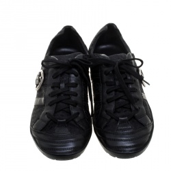 Dior Black Diorissimo Canvas and Leather Lace Up Sneakers Size 40