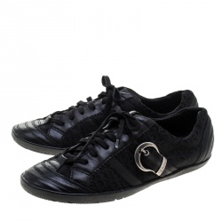 Dior Black Diorissimo Canvas and Leather Lace Up Sneakers Size 40
