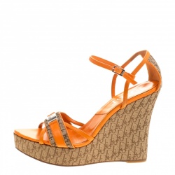 Pre Owned صندل ديور نعل روكي ديوريسيمو كانفاس وجلد وردي مقاس 39