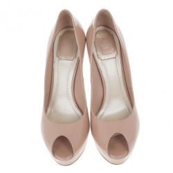 مملوكة مسبقًا Dior Rose Pink Patent Leather ‘Miss Dior’ Peep Toe Platform Pumps Size 39