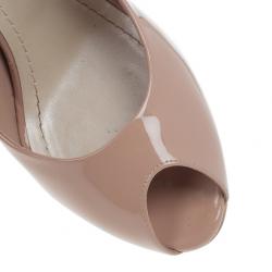 مملوكة مسبقًا Dior Rose Pink Patent Leather ‘Miss Dior’ Peep Toe Platform Pumps Size 39