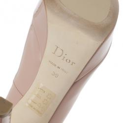 مملوكة مسبقًا Dior Rose Pink Patent Leather ‘Miss Dior’ Peep Toe Platform Pumps Size 39
