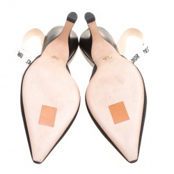 Pre Owned صندل ديور فتحة كعب مقدمة مدببة ريبون جاديور كانفاس أسود مقاس 39