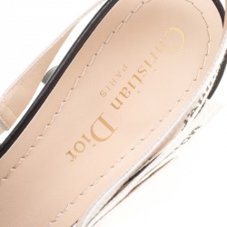 Pre Owned صندل ديور فتحة كعب مقدمة مدببة ريبون جاديور كانفاس أسود مقاس 39