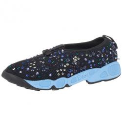 Pre Owned Dior Black Sequin Sneakers Size 38.5