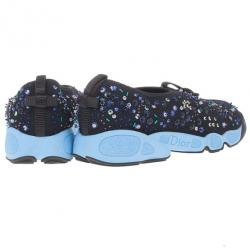 Pre Owned Dior Black Sequin Sneakers Size 38.5