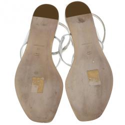 مملوكة مسبقًا Dior Silver Embellished T Strap Sandals Size 37