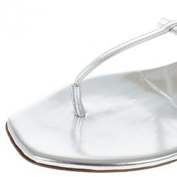مملوكة مسبقًا Dior Silver Embellished T Strap Sandals Size 37