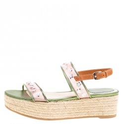 Dior Multicolor Leather and PVC Joy Espadrilles Platform Sandals Size 38
