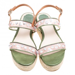 Dior Multicolor Leather and PVC Joy Espadrilles Platform Sandals Size 38