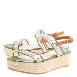 Dior Multicolor Leather and PVC Joy Espadrilles Platform Sandals Size 38
