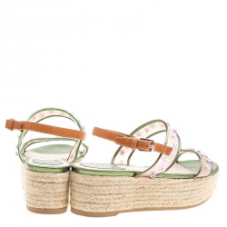 Dior Multicolor Leather and PVC Joy Espadrilles Platform Sandals Size 38