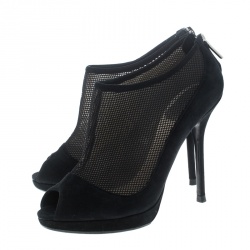 Pre Owned بوت ديور سويدي أسود وشبكة مقدمة مفتوحة نعل سميك مقاس 37