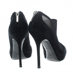 Pre Owned بوت ديور سويدي أسود وشبكة مقدمة مفتوحة نعل سميك مقاس 37