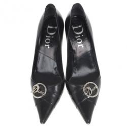 Pre Owned Dior Black Pointed Toe Logo Pumps Size 37