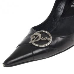 Pre Owned Dior Black Pointed Toe Logo Pumps Size 37
