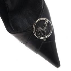 Pre Owned Dior Black Pointed Toe Logo Pumps Size 37
